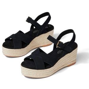 Toms Willow Platform Sandal Black Suede
